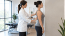 Chiropracteur réalisant un bilan postural sur un patient de profil pour évaluer l'alignement de la colonne vertébrale.