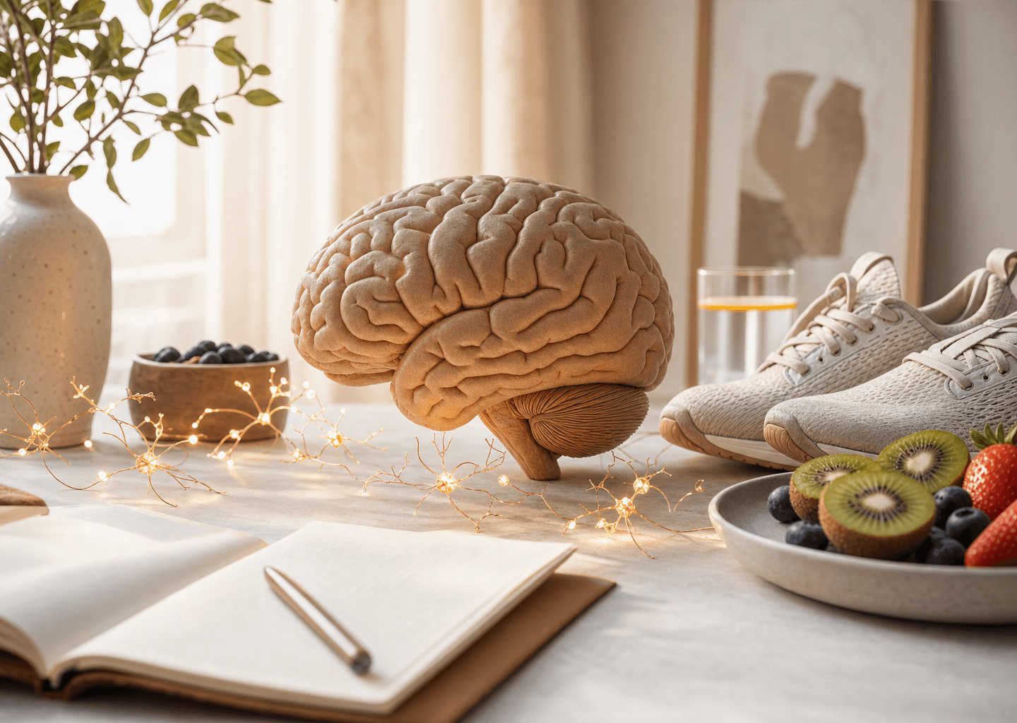 Représentation des neurotransmetteurs du bonheur (dopamine, sérotonine, endorphines, ocytocine) et du circuit de la récompense dans le cerveau