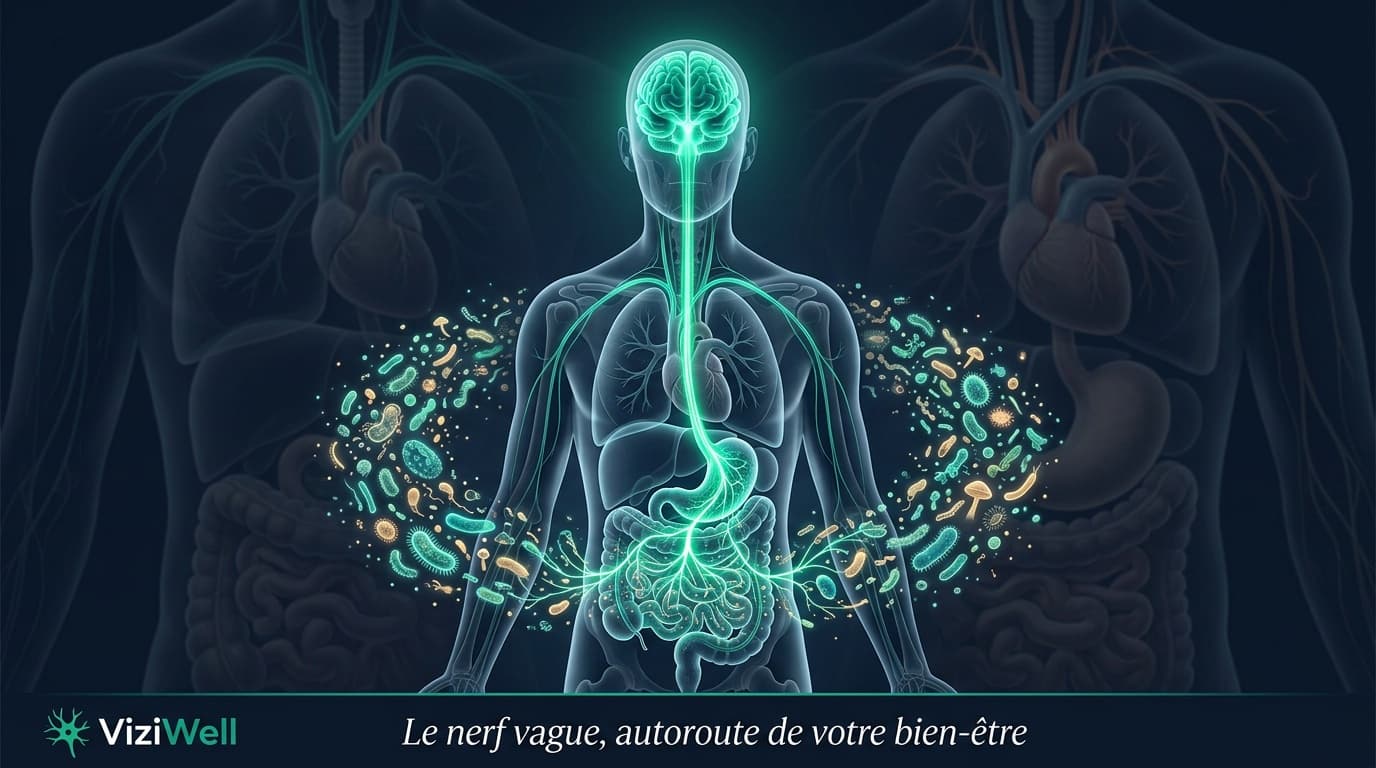 Illustration article : Santé mentale : le nerf vague lie microbiote et dépression