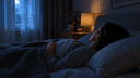 Chambre à coucher sombre et calme la nuit, ambiance apaisante illustrant la difficulté à s'endormir