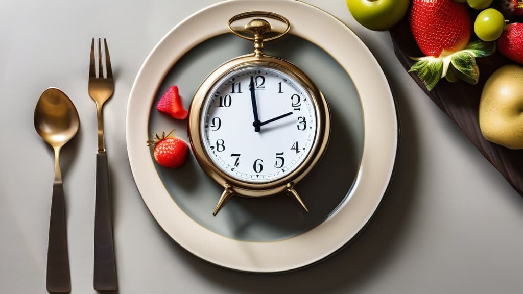 Concept de jeûne intermittent avec horloge et alimentation saine