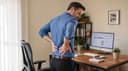 Homme de profil sur un tapis réalisant un étirement du dos à quatre pattes dans son salon