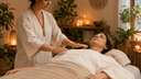 Séance de Reiki anti-stress : un praticien pose les mains au-dessus d'une personne allongée et détendue sur une table